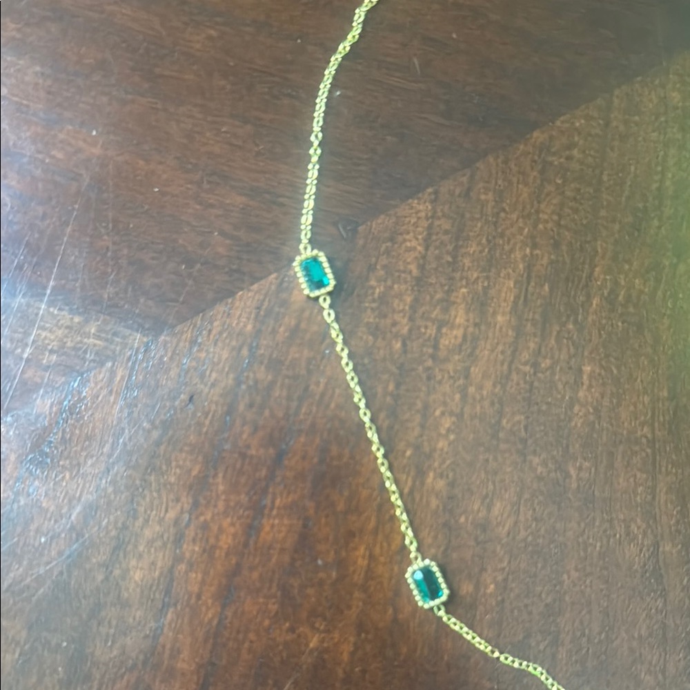 Elegant Gold Necklace with Green Accents